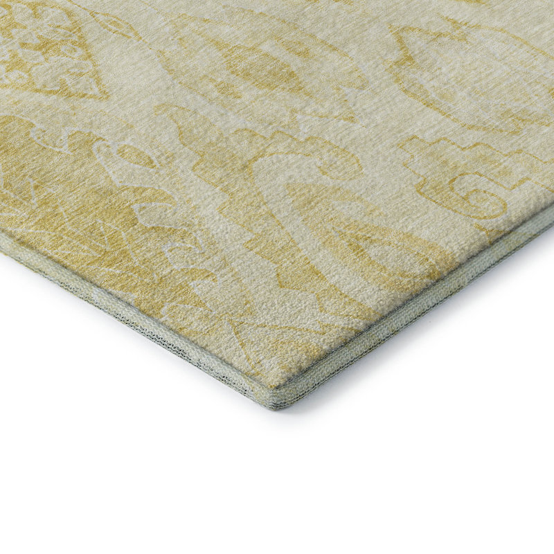Tapis doré Prisco lavable à la machine de qualité supérieure, Rectangle 9 pi x 12 pi