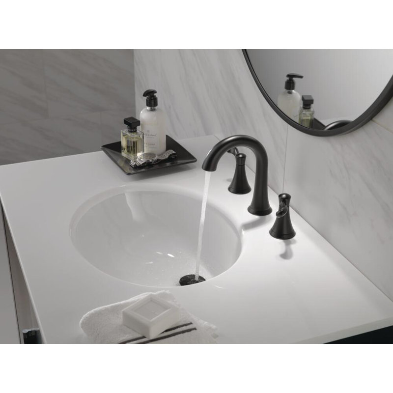 Esato Widespread Bathroom Faucet 3 Hole, 2-handle Bathroom Sink Faucet with Drain Assembly, Matte Black