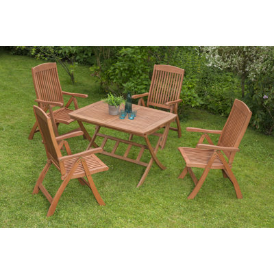 Adalmiina 4 - Person Wood Patio Dining Set with Rectangular Table