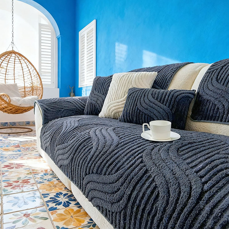Polyester Sofa；Armchair；Loveseat；Daybed Slipcover, Navy, 90cm H x 160cm W x 90cm D