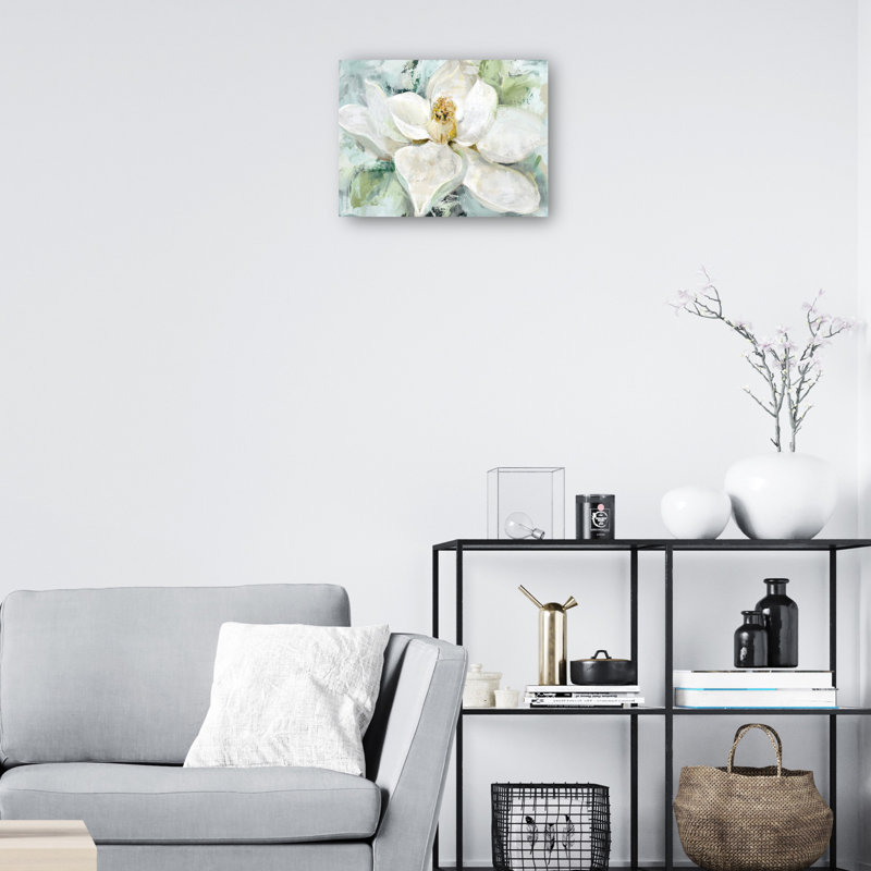 Large White Magnolia Flower Canvas Art for Kids
