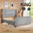 Bed Frame, Chenille Upholstered Platform Bed with Double-row Nailhead Design-895792361-895792357