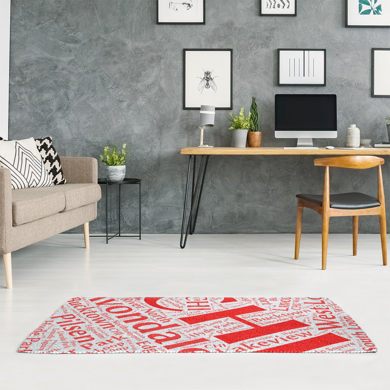 Tapis de à tissage plat de la surface rouge rand cites barhood districts, Rectangle 4 pi x 6 pi