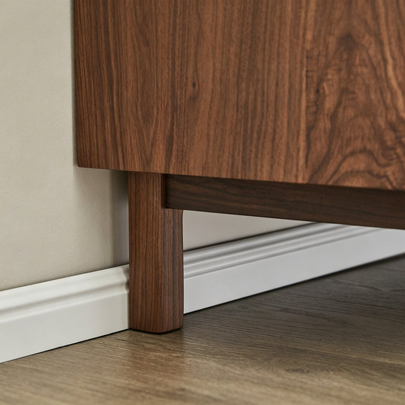 Walnut Modern Groove Buffet Table