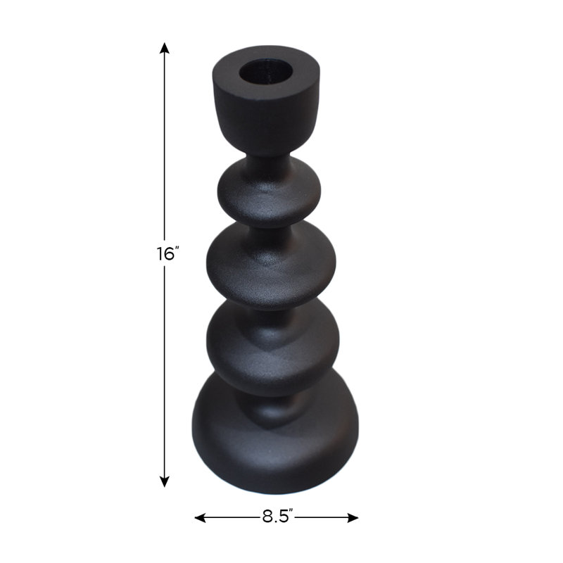 Bougeoir de table en aluminium, Noir, H 19 po x l 10 po x P 23 po