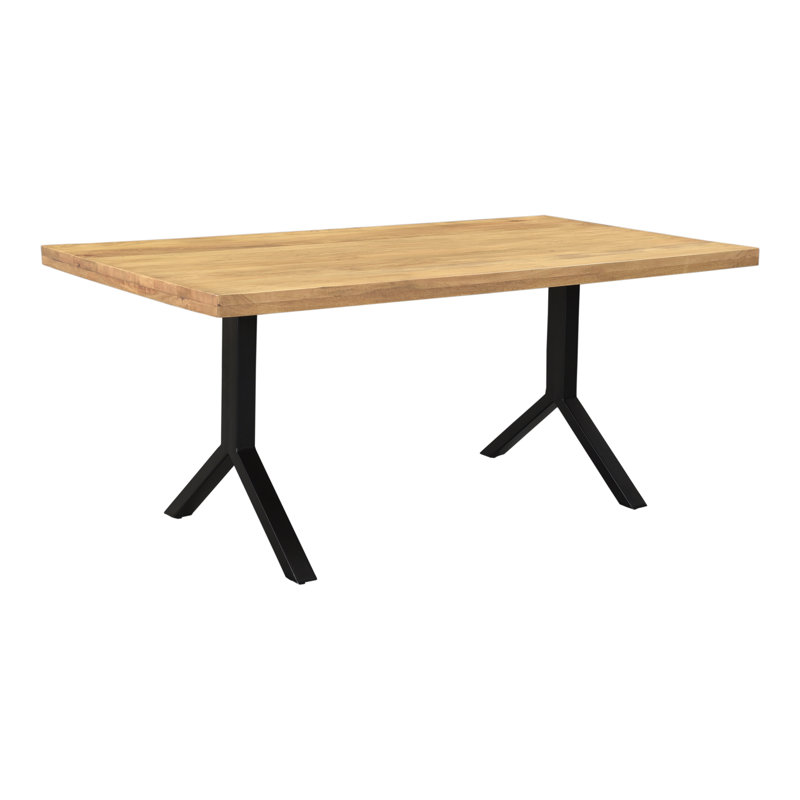 TRIX Solid Wood Dining Table, Natural, Black