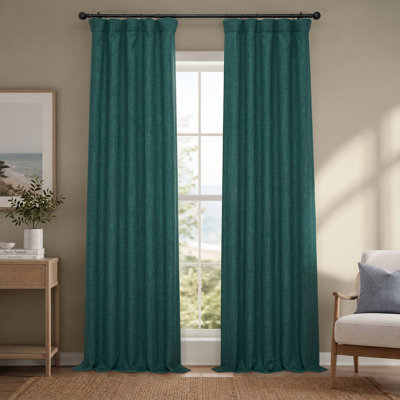 Ottis Faux Linen Room Darkening Curtain Panel