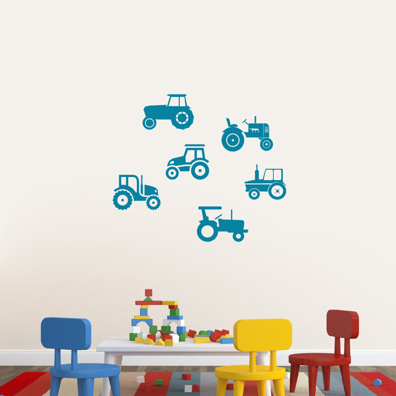 Décalcomanie murale tracteurs, Bleu sarcelle