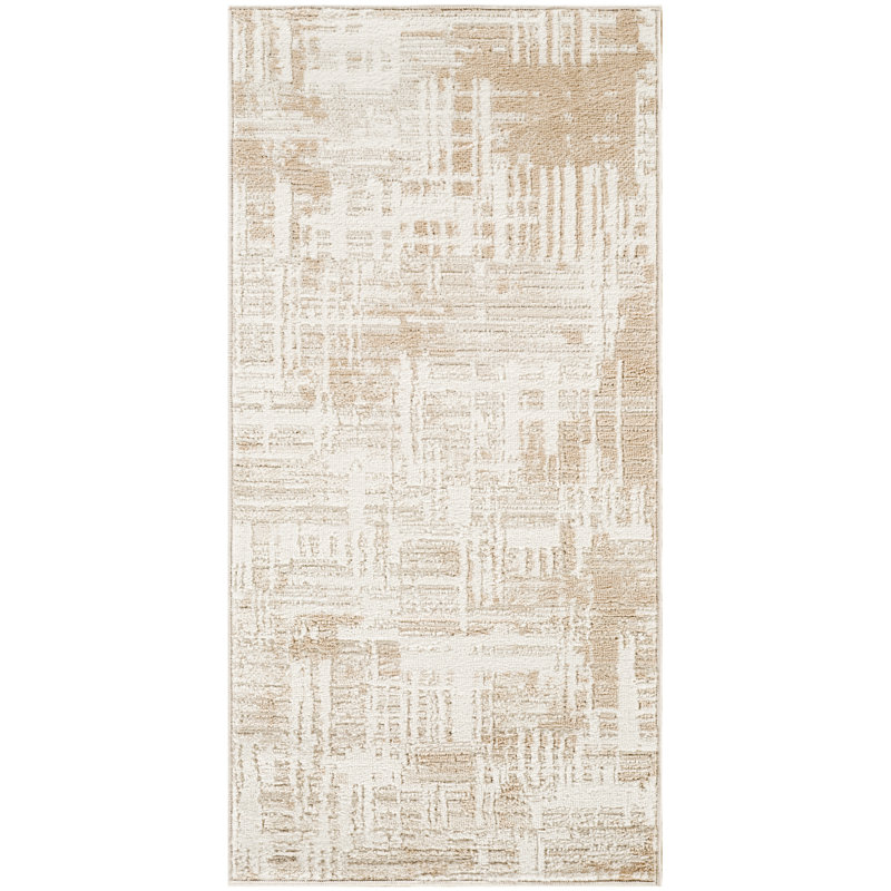 Tapis taupe moderne ivoire 2 pi x 4 pi Lafever, Tapis de couloir 2 pi x 4 pi