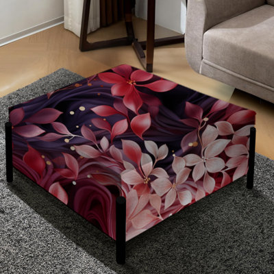 Abstrait fleur romane abstraite rouge et mauve - grand repose-pieds carré abstrait