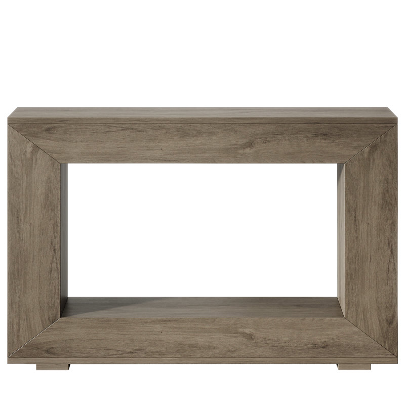 Light Gray Frame Console Table With Open Base For Minimalist Entryways, Light Gray