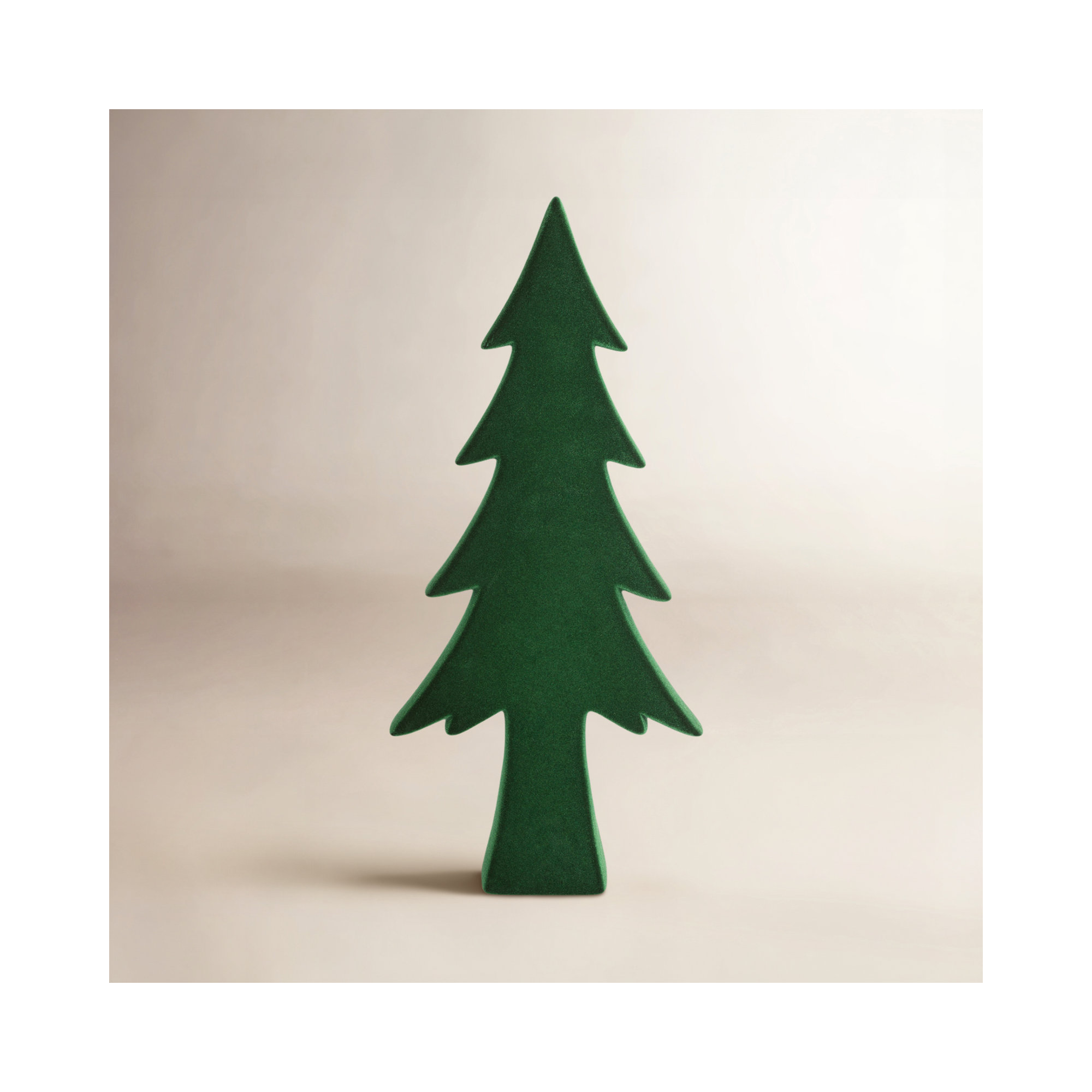 Flocked Tree, Green, 16" H x 7" W x 3" D