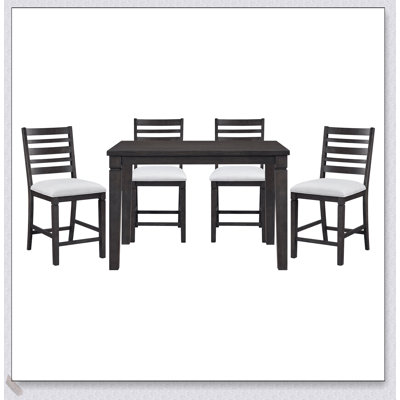 Ensemble de salle à manger à hauteur de comptoir 5 pièces Classic avec finition espresso foncé, table extensible et pour repas élégants