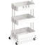 Chariot à roulettes utilitaire en métal robuste à 3 niveaux, chariot de rangement avec roulettes pour la cuisine, la salle de bain ou le bureau - Blanc