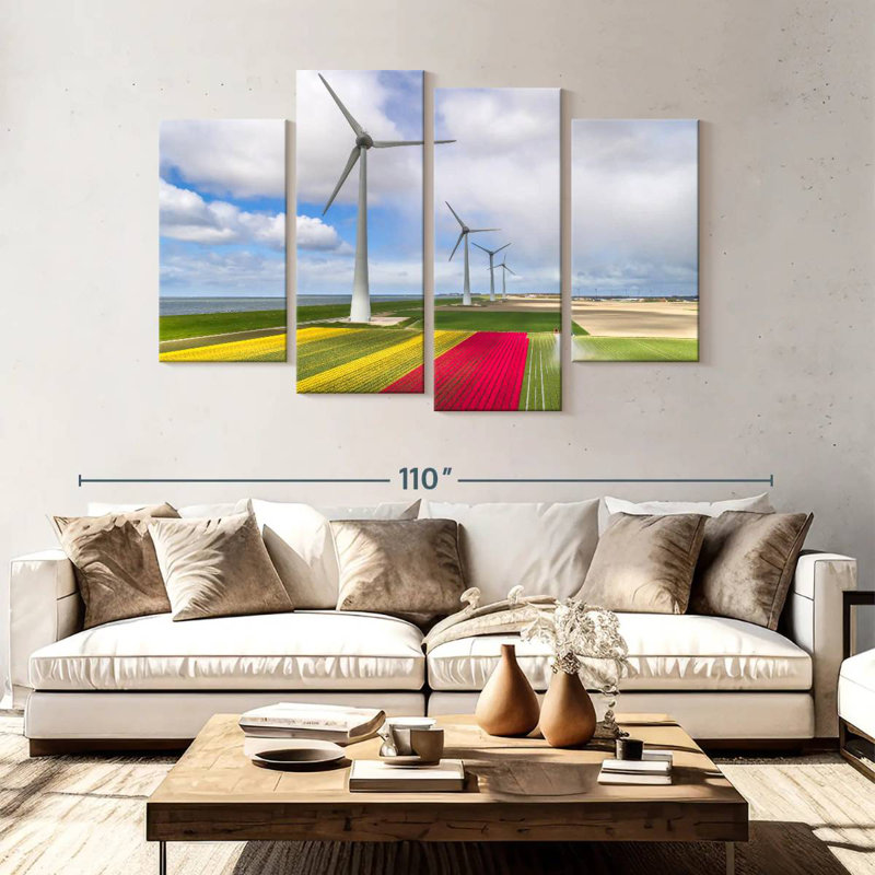 Lilie Wind Turbines And Tulip Fields, 54" H x 84" W