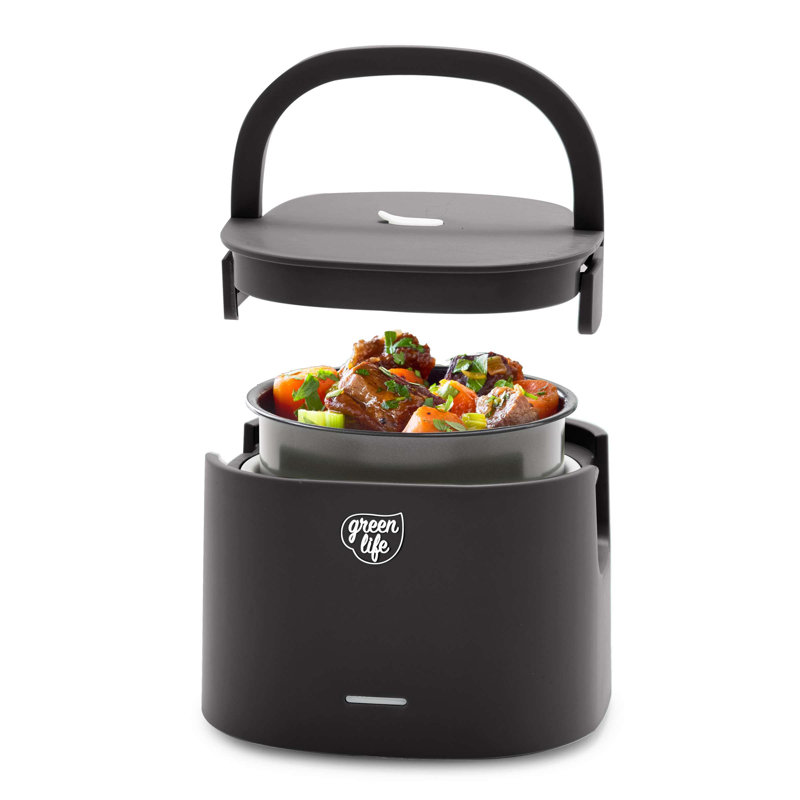 Réchaud électrique GreenLife 20 oz, en céramique, sans PFAS et PFOA, bol amovible et portable, Gris graphite