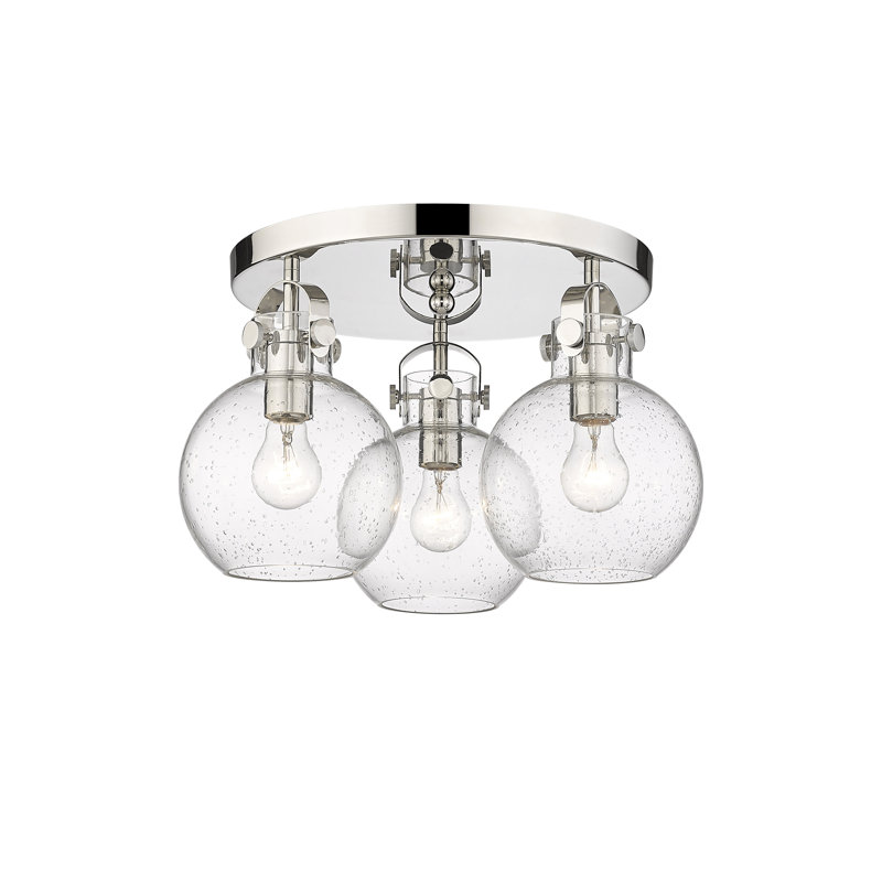 Plafonnier encastré 3 lumières Slocomb, Bullé, Nickel poli