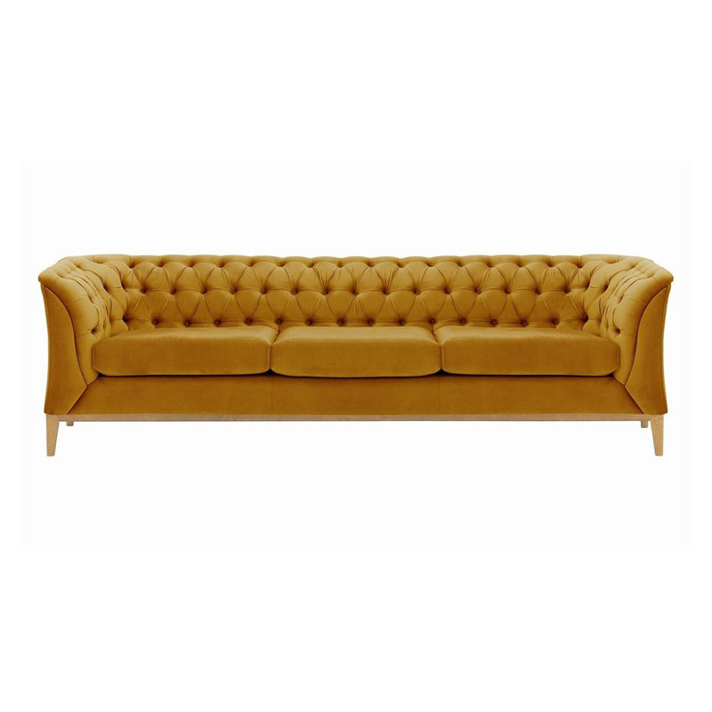 Burnham Velvet 3 Seater Sofa, Yellow