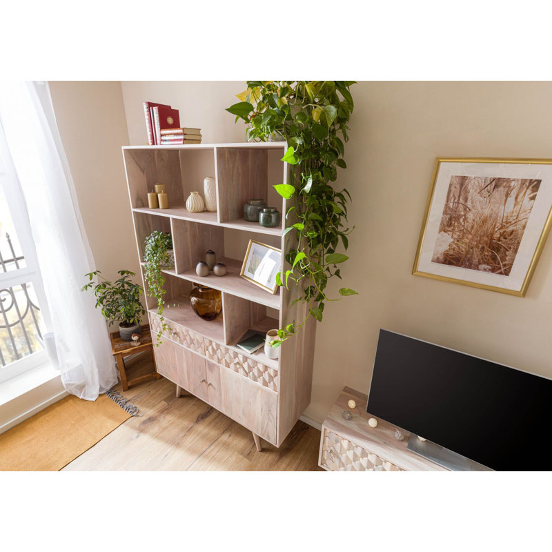 Mosayk 185cm H x 115cm W Solid Wood Standard Bookcase