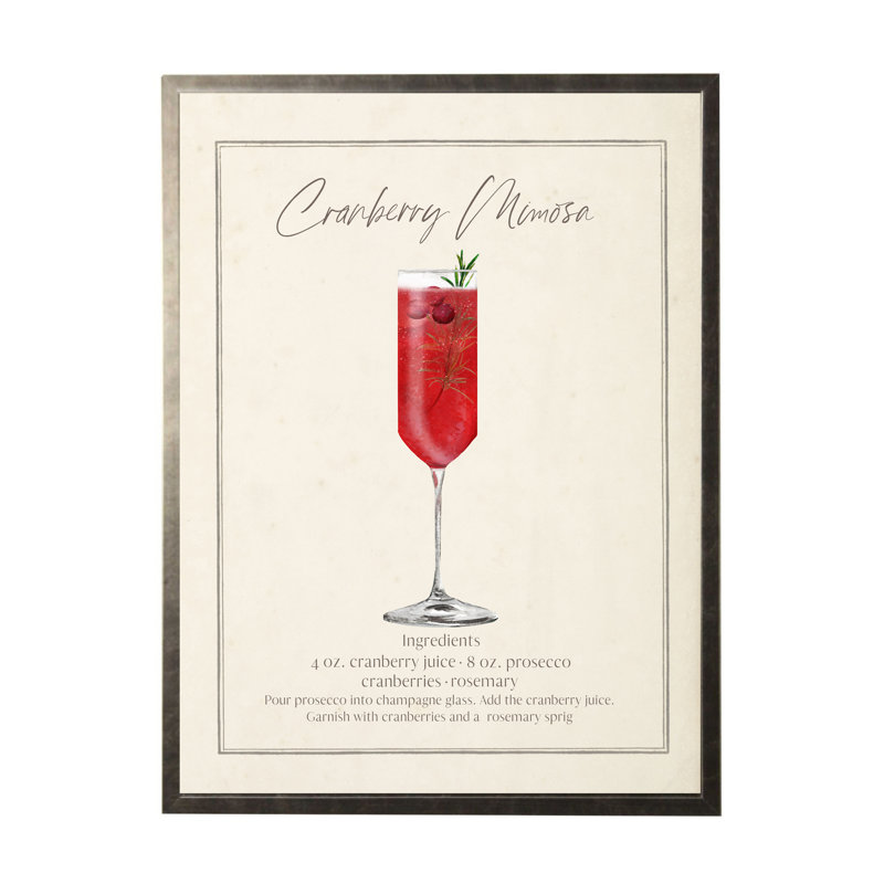 Aquarelle, canneberge, mimosa, cocktail et recette