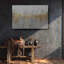 Toile abstraite blanche et dorée, art mural texturé gris - impression de décor moderne glam, peinture industrielle de luxe pour le salon-902717332