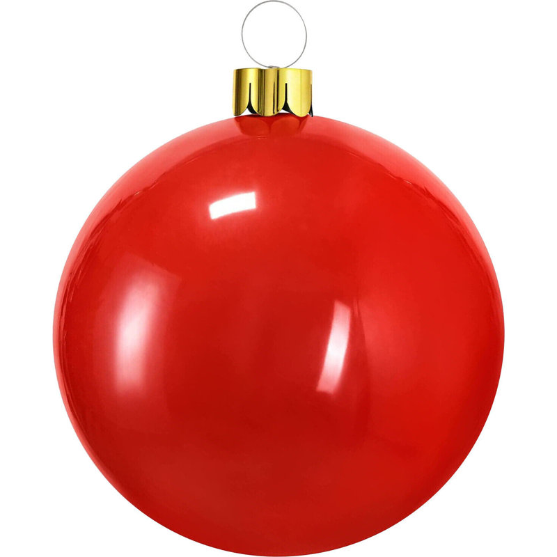 18cm Holiday Ball Ornament, 18cm H x 15cm W x 10cm D, Red