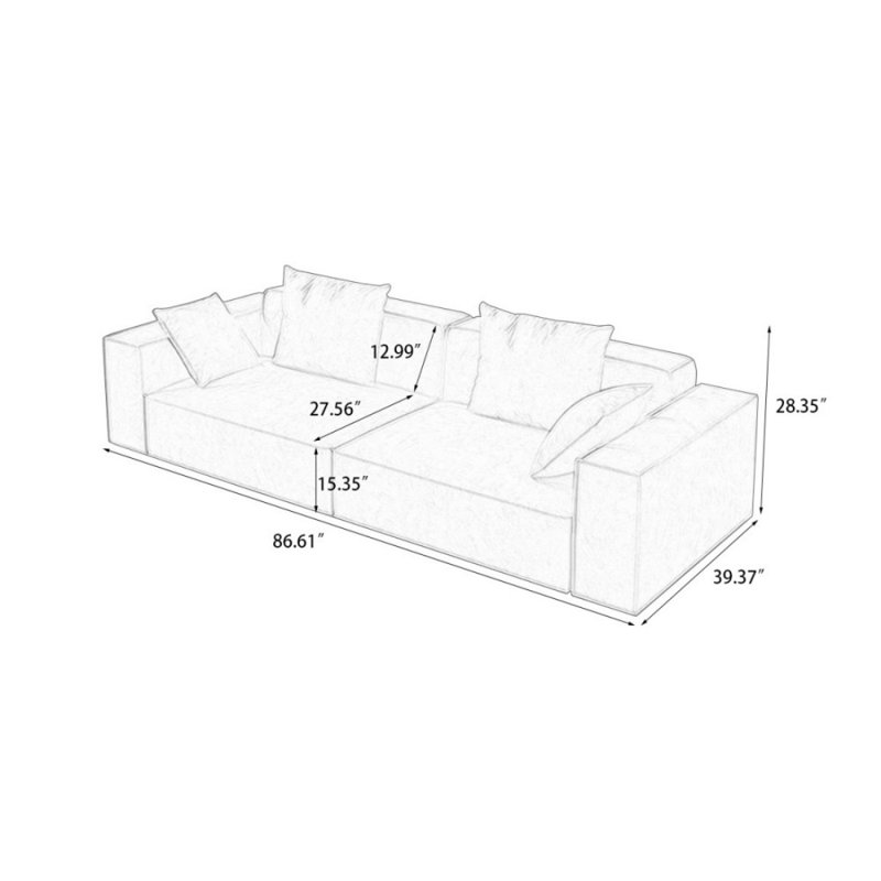 Coussin modulaire beige en polyester, Beige