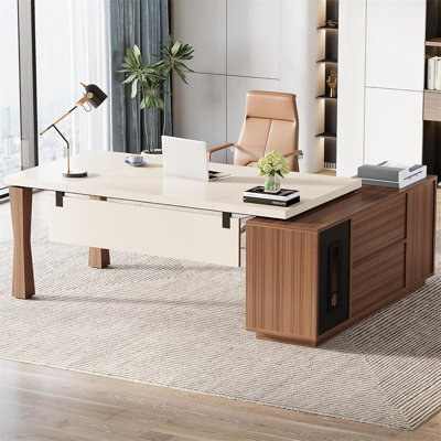 Bureau de direction en L 78,7 pouces avec armoire de rangement (sans la chaise)