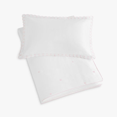 Embroidered Hearts Toddler Duvet, Pink