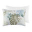 Couette en coton avec coussins décoratifs, bleue, format king, taies d'oreiller à motif tropical, couette tissée, bleue, lavable à la machine