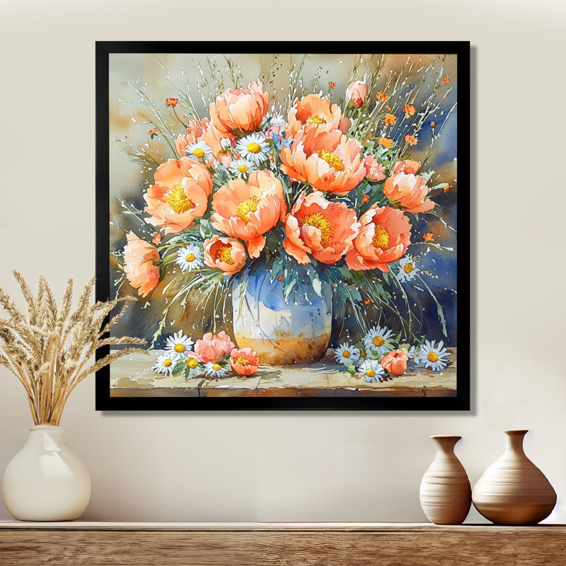 Kulick - Floral Wall Art, Single Picture Framed Print, Black, 16" H x 16" W