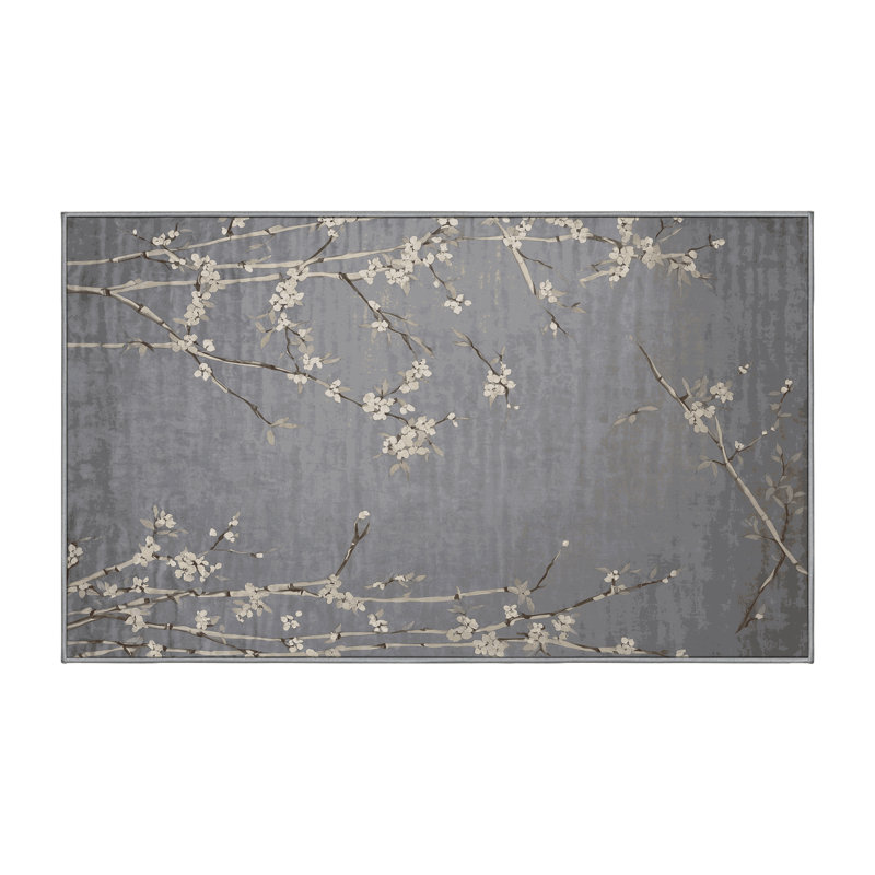 Tapis gris lavable à la machine, Rectangle 4 pi x 6 pi