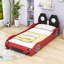 Lit plateforme simple en bois en forme de voiture de course avec DEL et lattes
