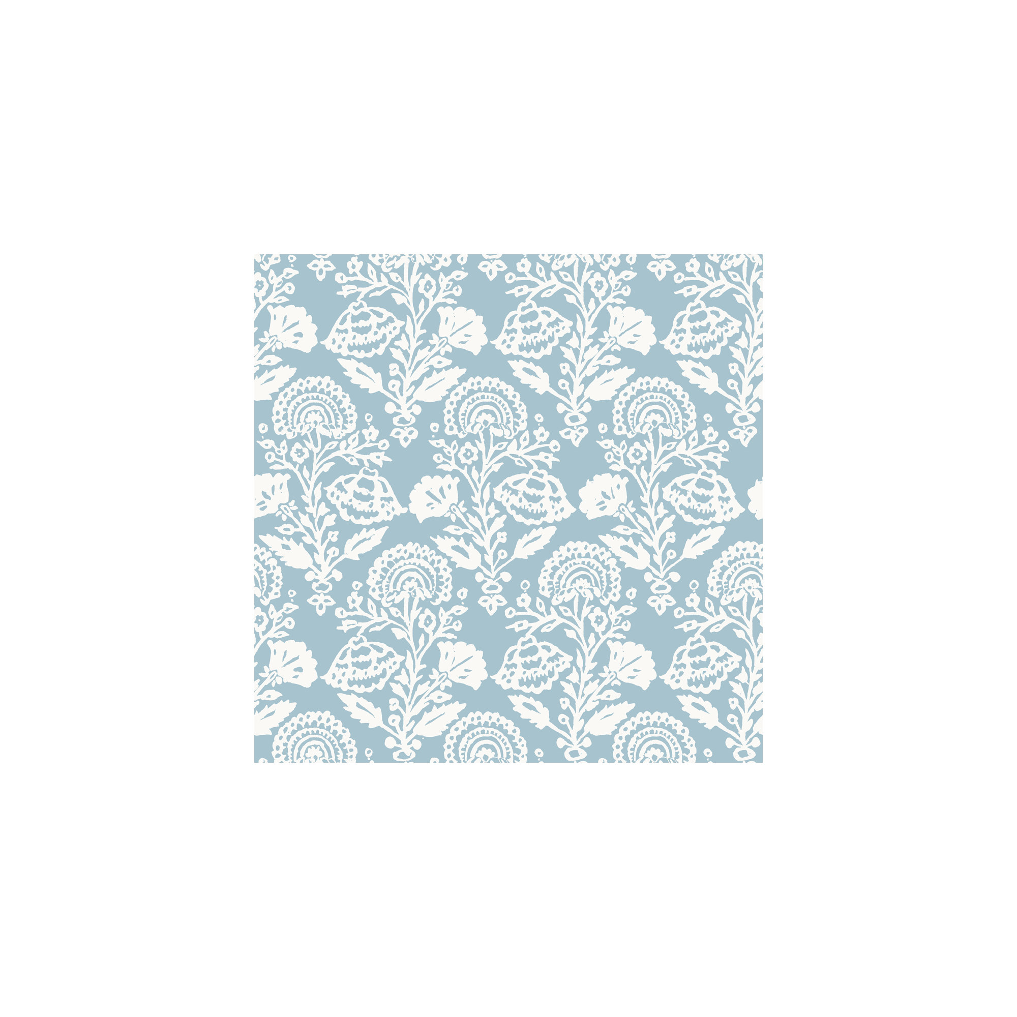 Floral Damask Peel and Stick Wallpaper, Blue