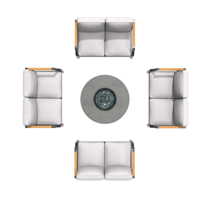Dekan 8 - Person Patio Conversation Set with Cushions, Gray/Black