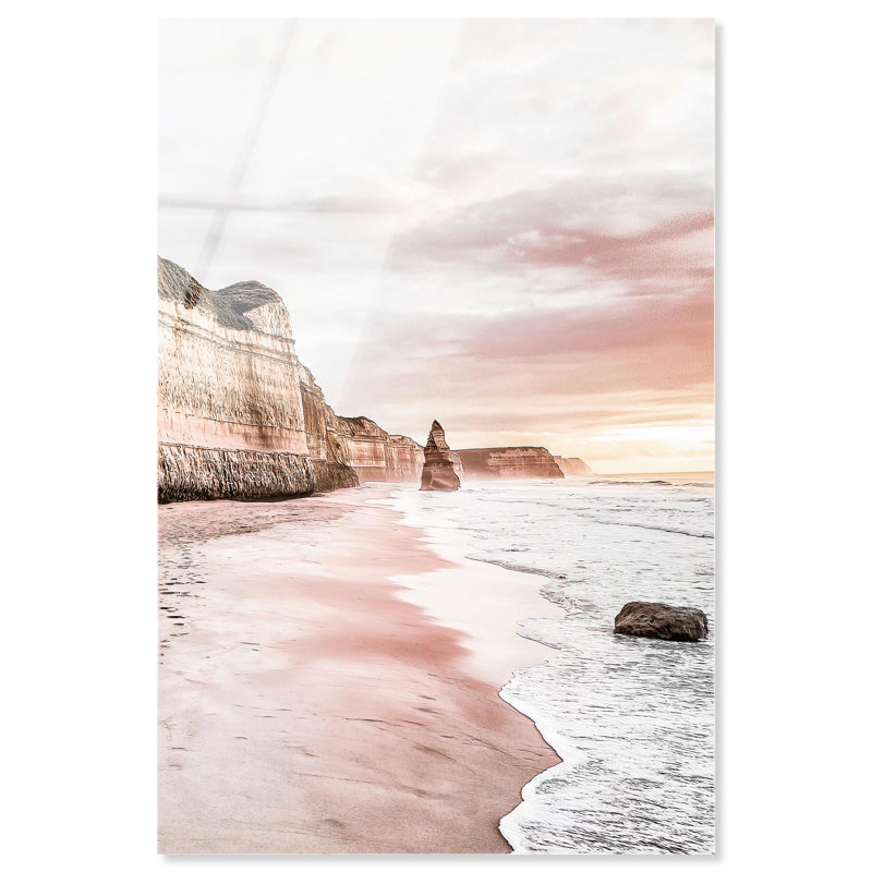 «Rose Beach», reproduction d'art acrylique sur côtes par Notoriart, H 15 po x l 10 po