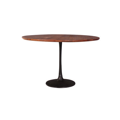 Eleta Round Solid Wood Top Metal Base Dining Table