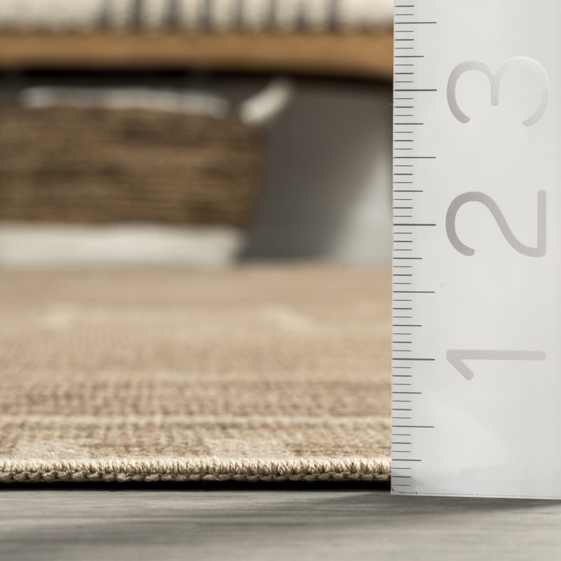 Velma Beige Synthetic Washable Reversible Area Rug, 5' x 8'