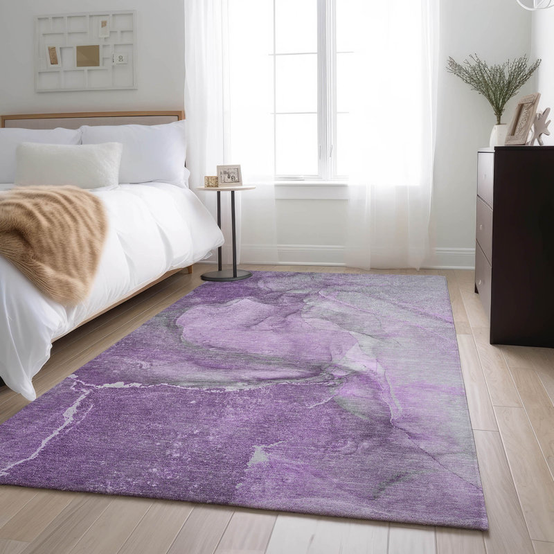 Premium Machine Washable Cerrito AMF524 Lilac Rug, Rectangle 5' x 7'6"