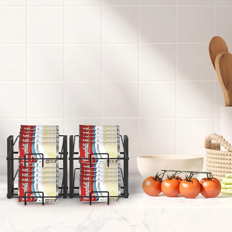 Ensemble de 4 boîtes de rangement, 2 compartiments de rangement pour aliments en conserve pouvant contenir jusqu'à 40, organisateur de boîte de rangement pour armoire garde-manger