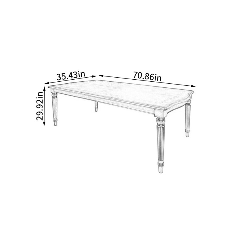 Table de salle à manger, L 35,43 po x L 70,86 po