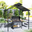 Gazebo double toit rigide de 2,4 x 1,5 m avec barbecue intégré, idéal pour terrasse, jardin ou pelouse.