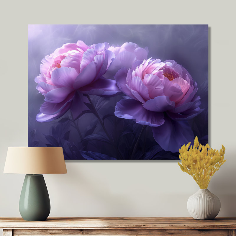 Solene - pivoines, impression d'art mural, Toile tendue, H 16 po x l 32 po