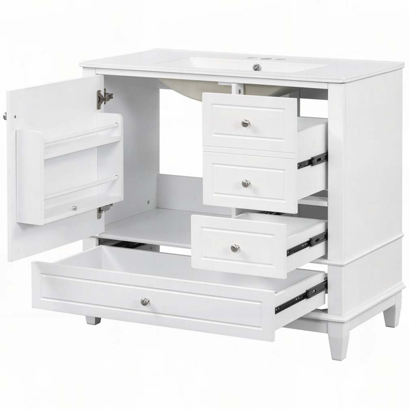 Meuble-lavabo 36 po avec lavabo en céramique, Blanc