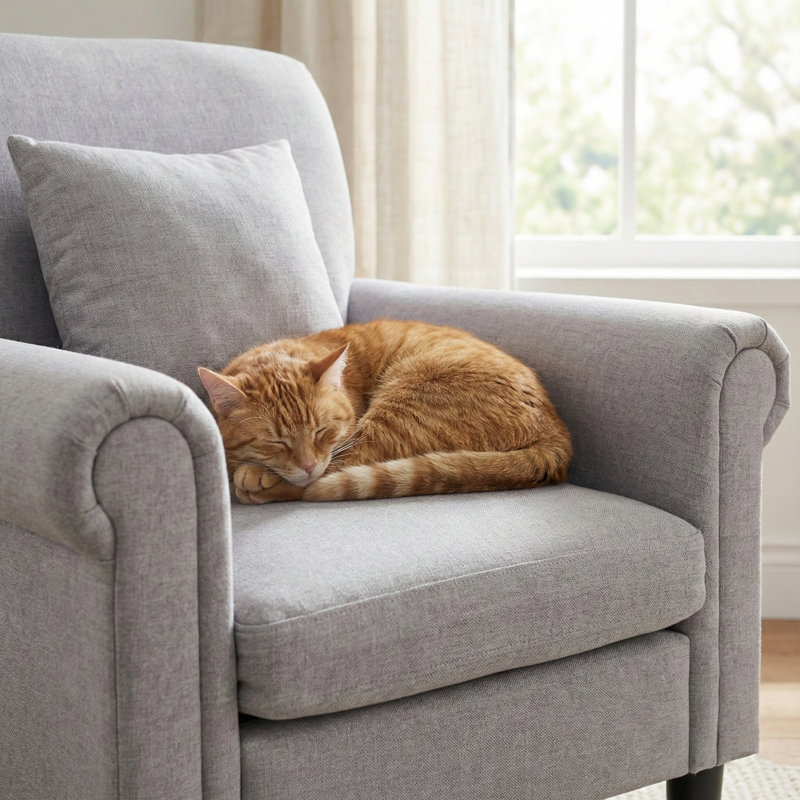 Fauteuil d'appoint rembourré avec coussin, Gris