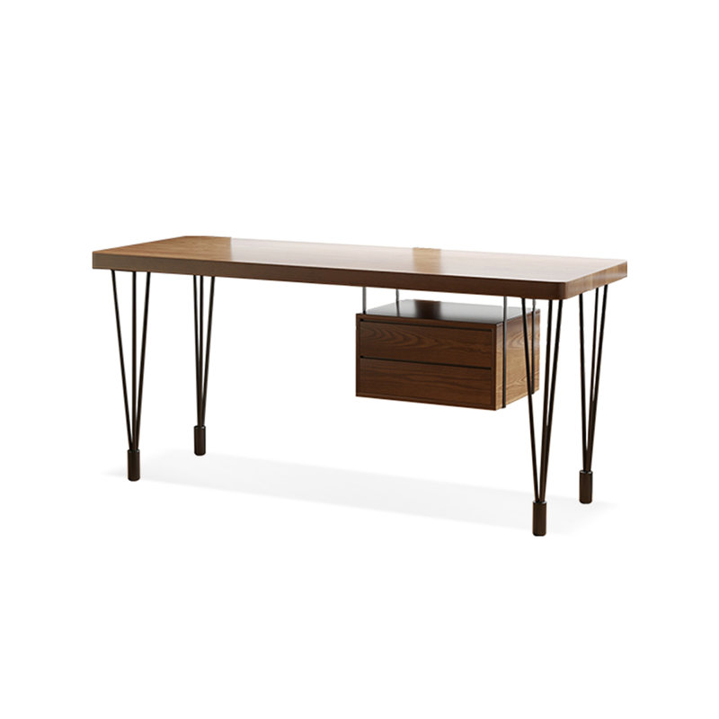 55.12"Light walnut Rectangular Solid Wood desks, 29.53" H x 62.99" W x 23.62" D