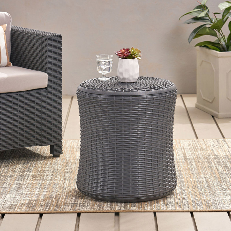 Tables d'appoint en osier Arabella, Gris foncé
