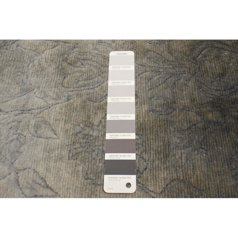Tapis unique en laine noué à la main gris nouvel âge 4 pi 1 po x 6 pi 8 po Lavanya