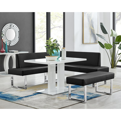Caiti 3 Piece Rectangular Dining Set with Corner Nook