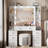 Makeup Table, Mirror, Lights, Glass Top, Drawers, Hair Dryer Holder, Ports, Brightness - Adjustable Dressing Vanity, Charging, Holder